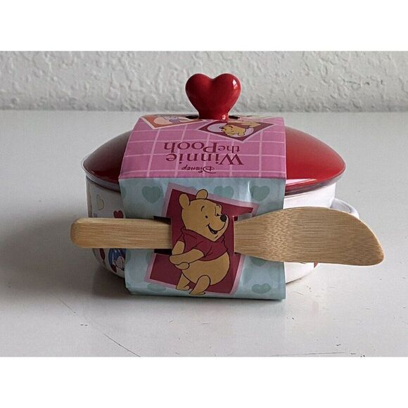 Disney Winnie the Pooh Tigger Piglet Eeyore Valentines Brie Baker & Wood Spoon - Picture 4 of 13